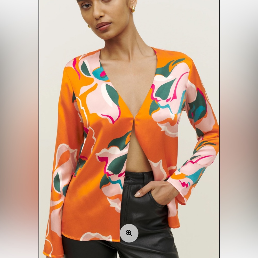 Orange Reformation Silk Blouse